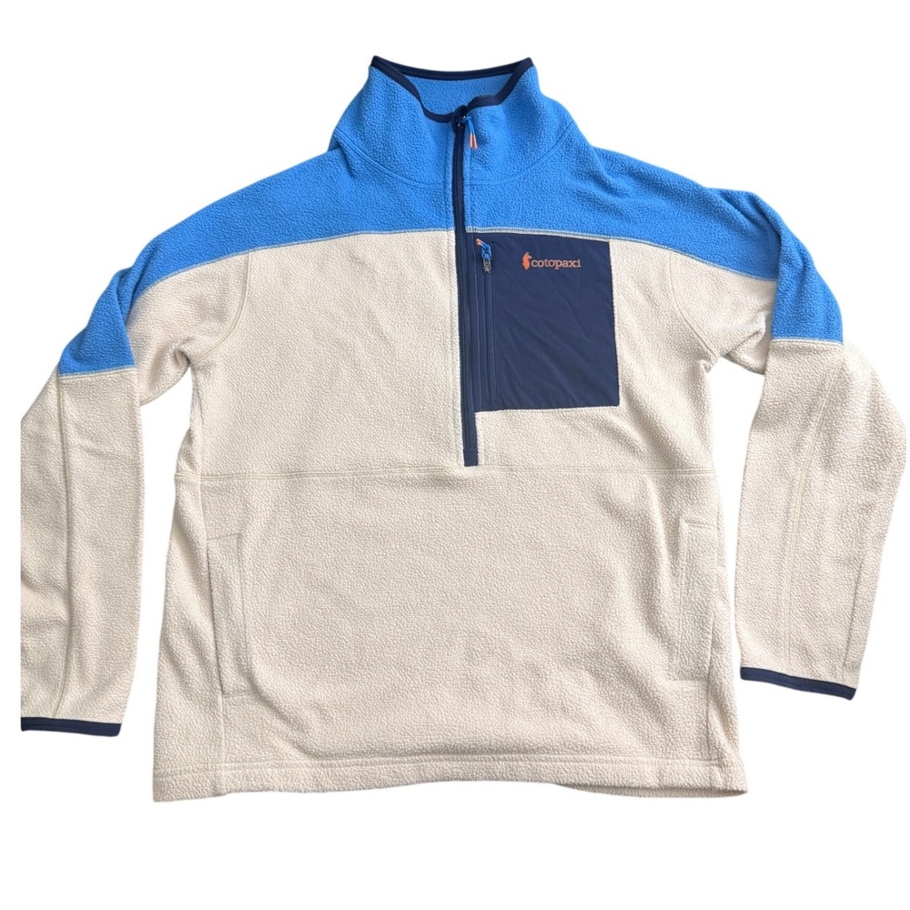 Cotopaxi Teca Fleece Pullover Half Zip Jacket Cream Blue Mens Medium